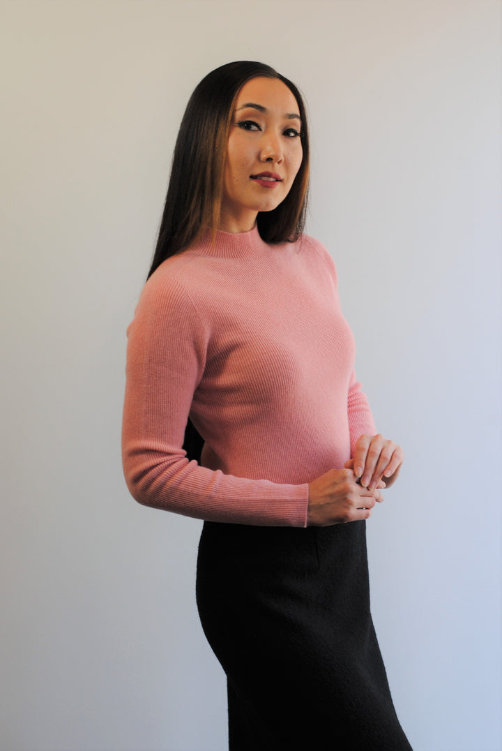 VIKA Lux Merino Wool Turtleneck Pullover Sweater in Pink by Alesia C. Alesia C.com